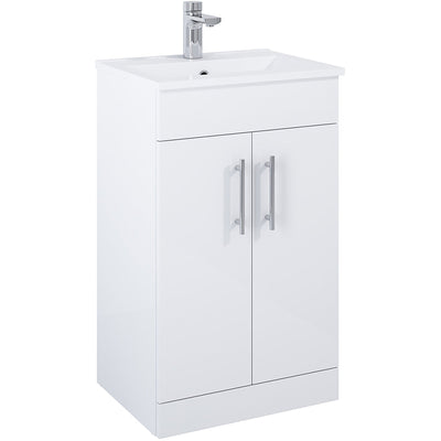 Floor Standing Vanity Unit & Washbasin White - 50cm