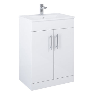 Floor Standing Vanity Unit & Washbasin White - 60cm